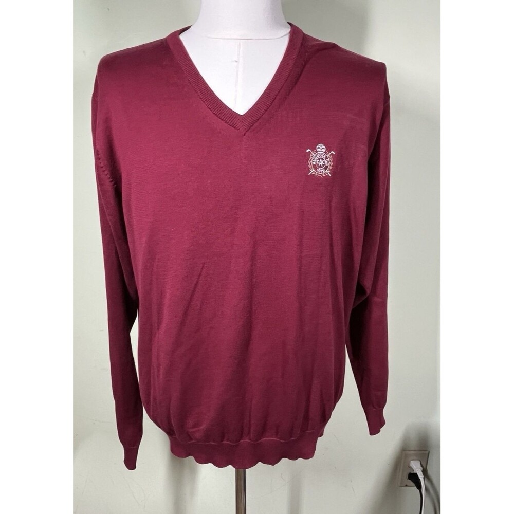 Augusta Country Club 1916 Maine Golf Red Size L Pima Cotton Long Sleeve Sweater